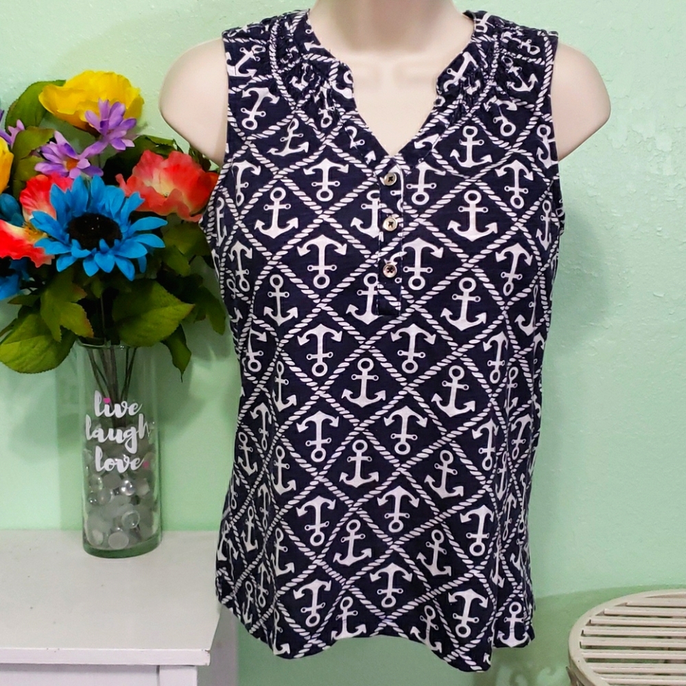 CARIBBEAN JOE sleeveless anchor shirt